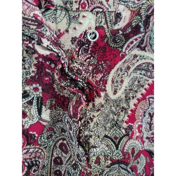 Roz & Ali XL Paisley Print Tunic Blouse, 3/4 Sleeve, Polyester/Espandex. - Picture 6 of 8